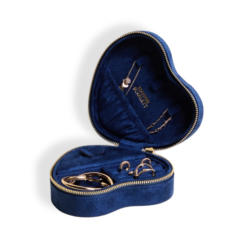 Coffret à bijoux cœur velours bleu marine Maison Scarlett