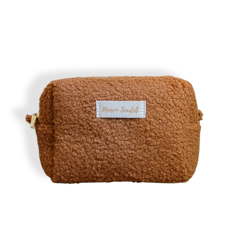 Trousse de toilette souple Charlotte moumoute camel Maison Scarlett
