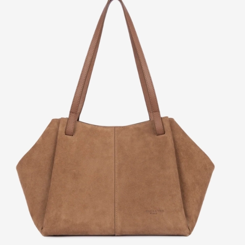 Sac cabas épaule Suède camel Lancaster