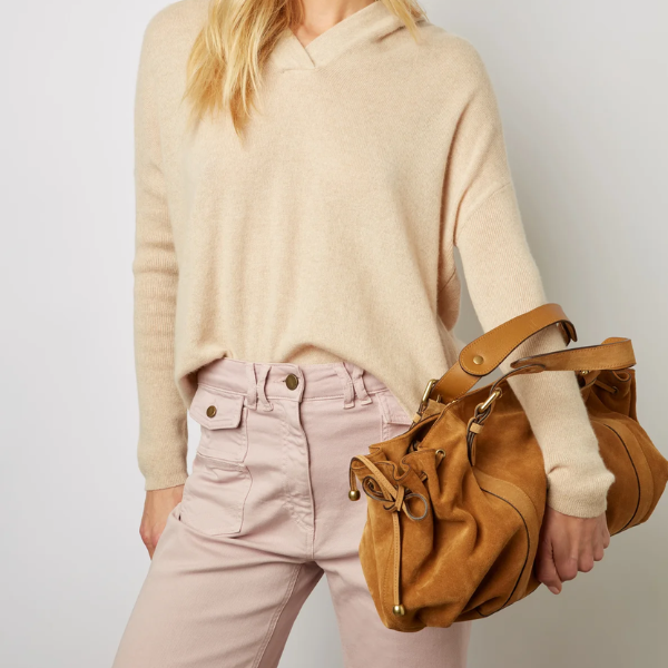 Sac à main 24 h Gerard Darel cuir en daim couleur camel