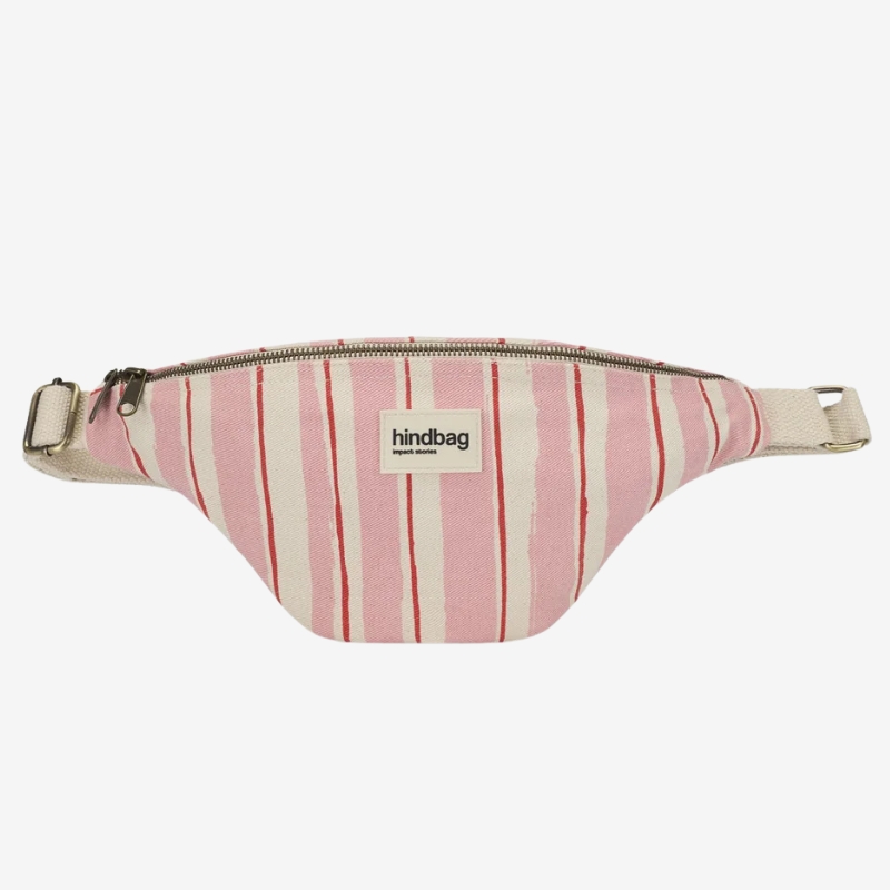 Sac banane Olivia Hindbag rayures roses et rouges
